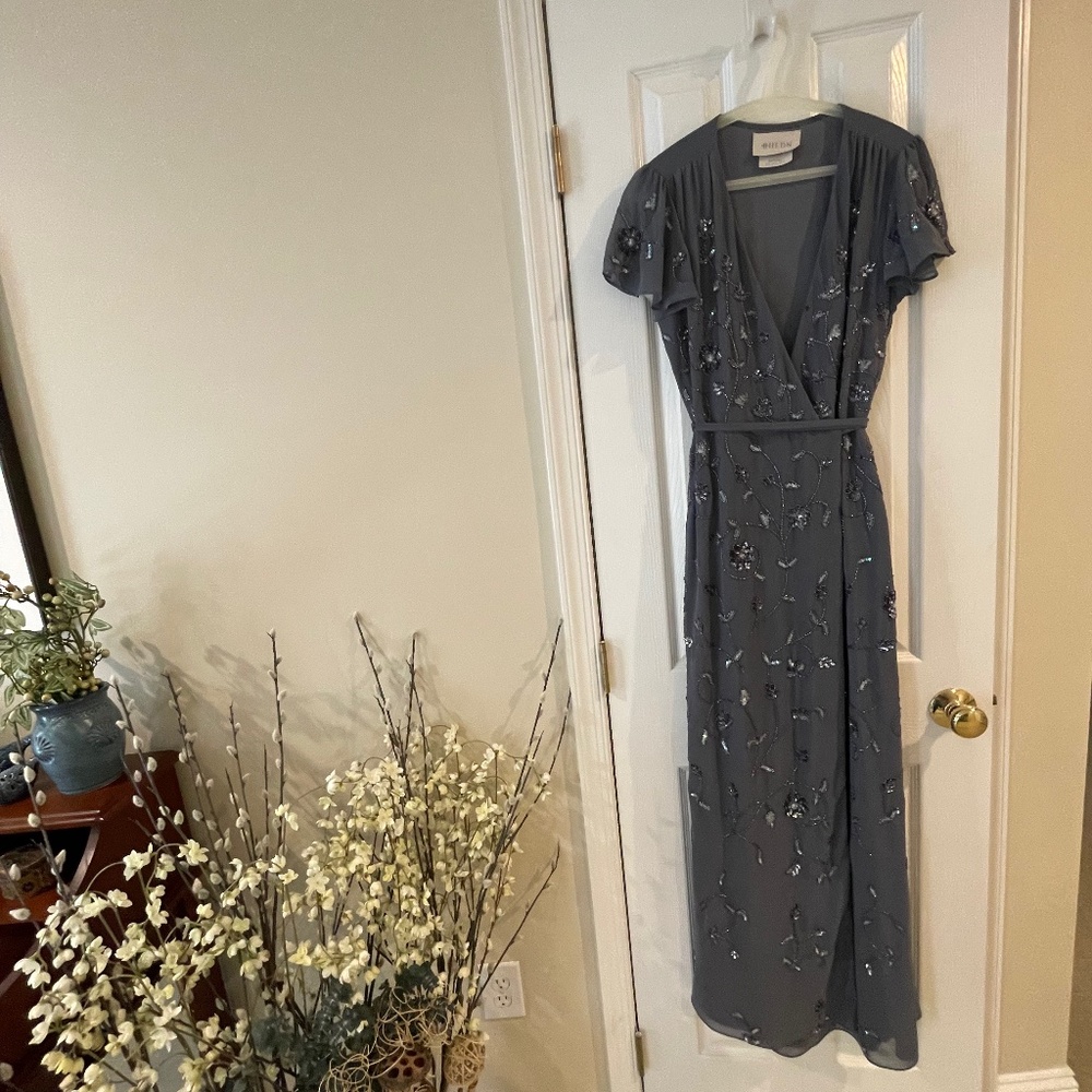 Anthropologie BHLDN Plymouth Wrap Dress - Slate Blue; Size 8
